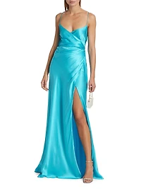 Draped Silk Wrap Gown