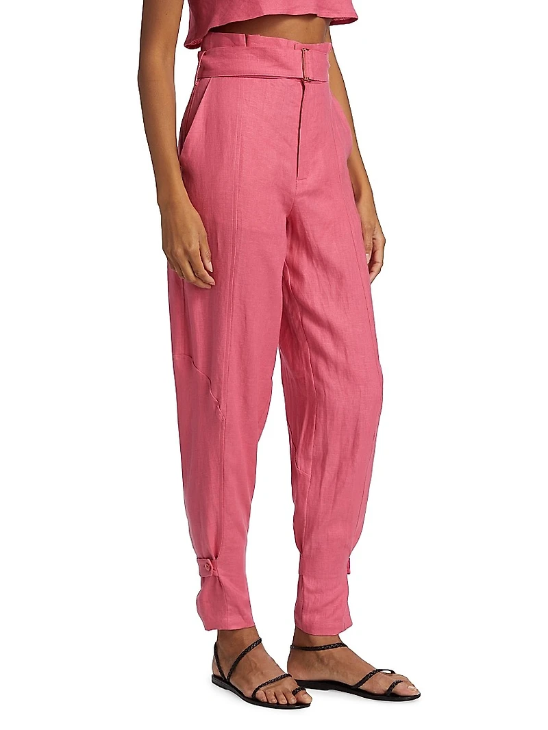 Leona Belted Linen Pants