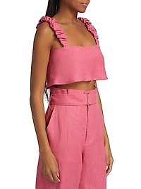 Chelsea Cropped Linen Top