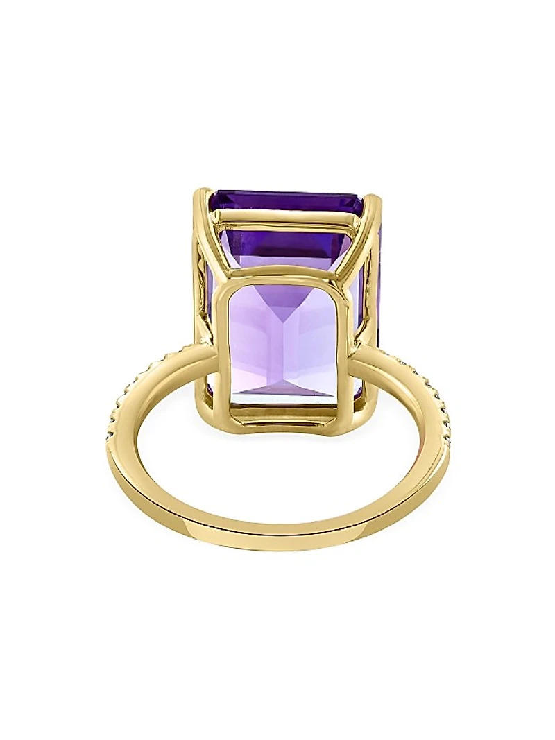 14K Yellow Gold, Amethyst & 0.13 TCW Diamond Ring
