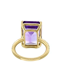 14K Yellow Gold, Amethyst & 0.13 TCW Diamond Ring