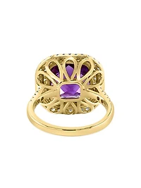 14K Yellow Gold, Amethyst & 0.77 TCW Diamond Halo Ring