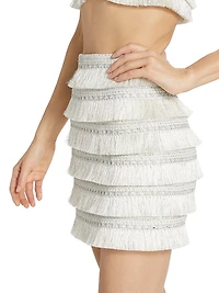Metallic Fringe Miniskirt