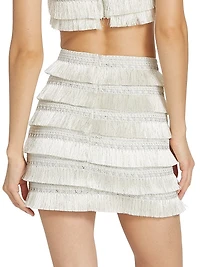 Metallic Fringe Miniskirt