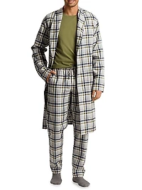 Cozy Comfort Check Cotton Tie-Waist Robe