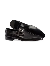 Calfskin and Matted Crocodile Leather Dress Shoes