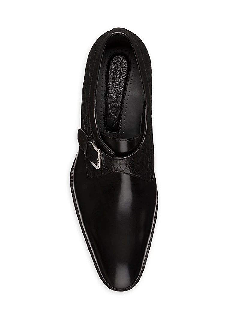 Calfskin and Matted Crocodile Leather Dress Shoes