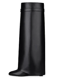 Shark Lock Leather Boots with Wide Calf