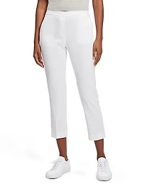 Treeca Linen Slim-Leg Cropped Pants