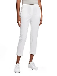 Treeca Linen Slim-Leg Cropped Pants