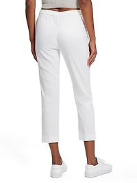 Treeca Linen Slim-Leg Cropped Pants