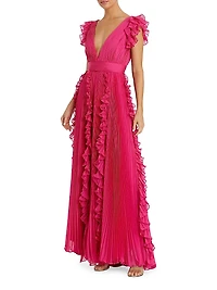 Ieena One Ruffled Chiffon A-Line Gown