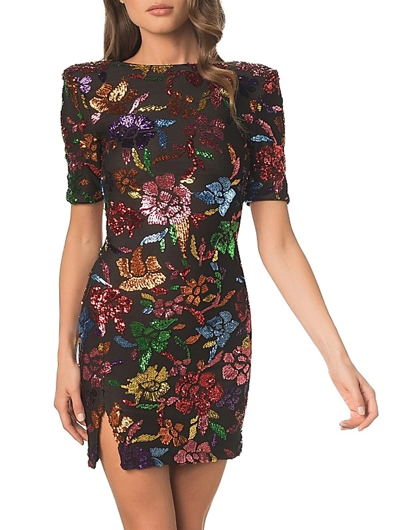 Maddox Sequin-Embroidered Minidress