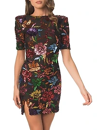 Maddox Sequin-Embroidered Minidress