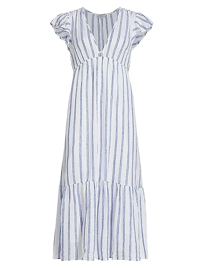 Tina Flutter-Sleeve Midi-Dress
