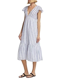Tina Flutter-Sleeve Midi-Dress