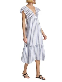Tina Flutter-Sleeve Midi-Dress