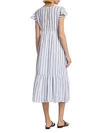 Tina Flutter-Sleeve Midi-Dress
