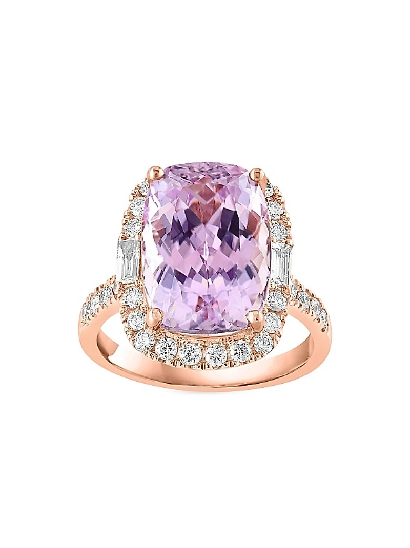 14K Rose Gold, Kunzite & 0.86 TCW Diamond Ring