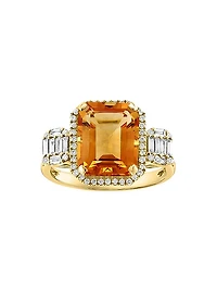 14K Yellow Gold, Citrine & 0.43 TCW Diamond Ring