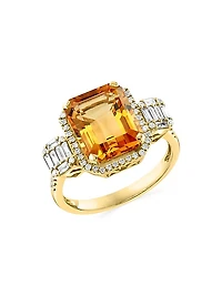 14K Yellow Gold, Citrine & 0.43 TCW Diamond Ring