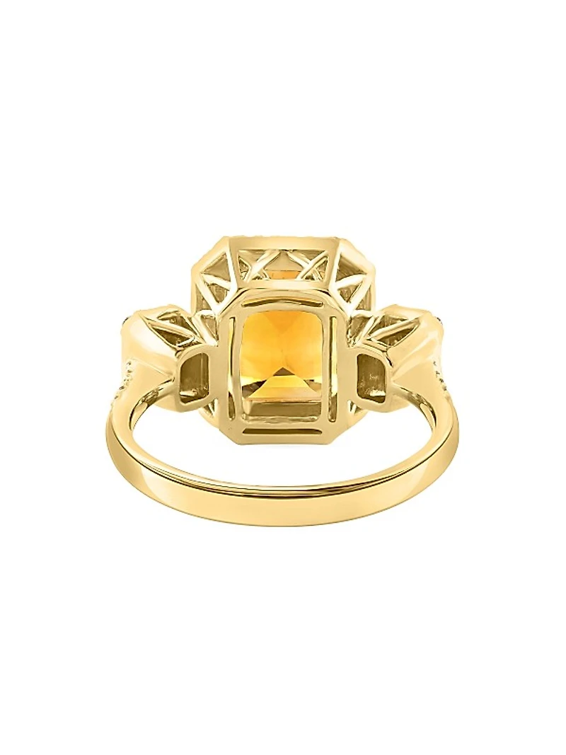 14K Yellow Gold, Citrine & 0.43 TCW Diamond Ring
