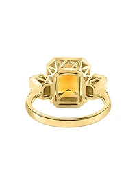 14K Yellow Gold, Citrine & 0.43 TCW Diamond Ring