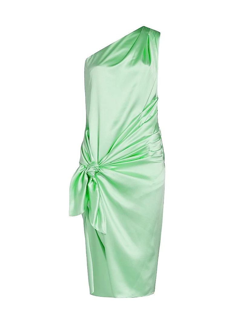 Knotted Charmeuse Knee-Length Dress