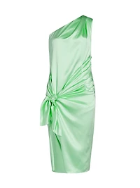 Knotted Charmeuse Knee-Length Dress