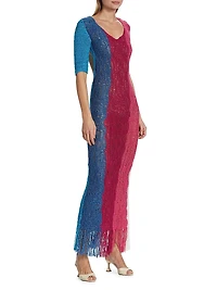 Colorblocked Crocheted Maxi Dress