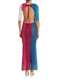 Colorblocked Crocheted Maxi Dress