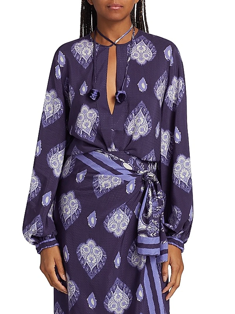 Color Of Silence Printed Jacquard Top