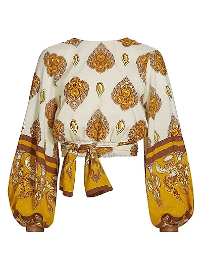 Nobles Cusqueños Reversible Jacquard Wrap Crop Top