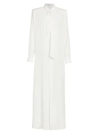 Scarf Neck Silk Maxi Dress