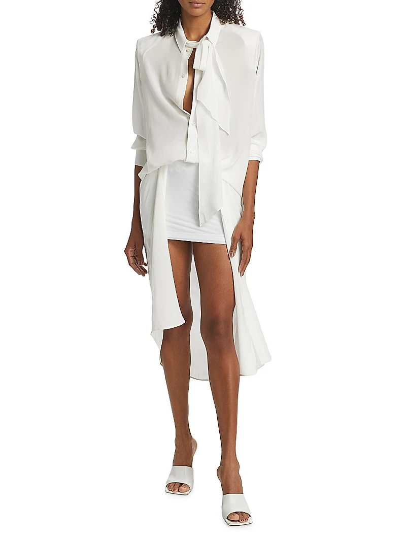 Scarf Neck Silk Maxi Dress