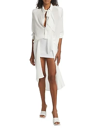 Scarf Neck Silk Maxi Dress