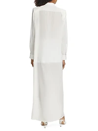 Scarf Neck Silk Maxi Dress