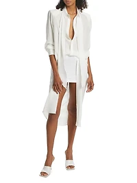 Scarf Neck Silk Maxi Dress