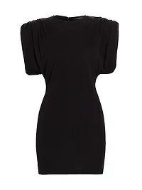 Gathered-Cap Sleeve Sheath Minidress