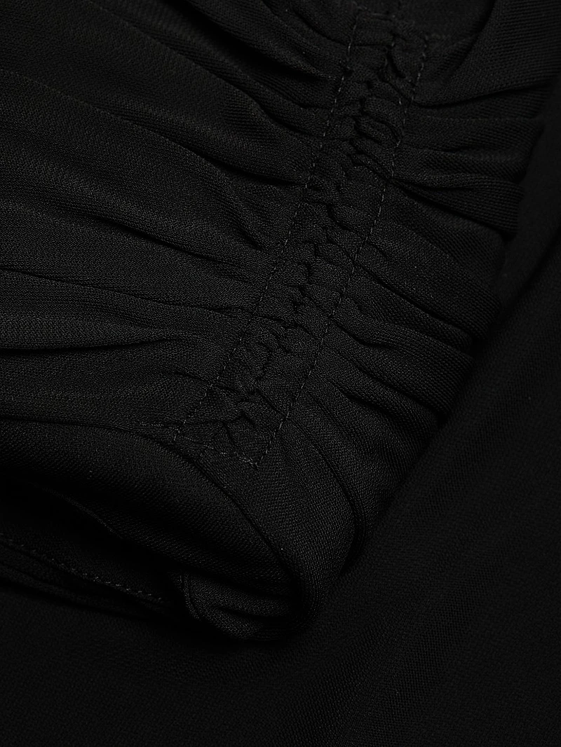 Gathered-Cap Sleeve Sheath Minidress