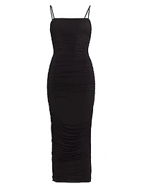 Ruched Slip Midi-Dress