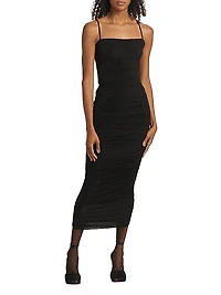 Ruched Slip Midi-Dress