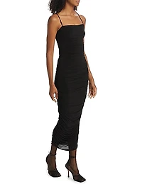 Ruched Slip Midi-Dress
