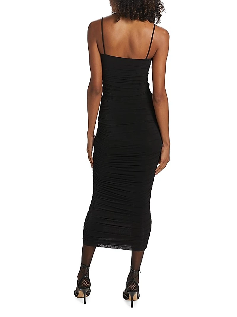 Ruched Slip Midi-Dress
