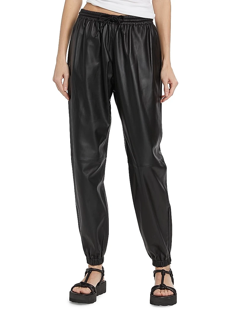 Leather Utility Jogger Pants