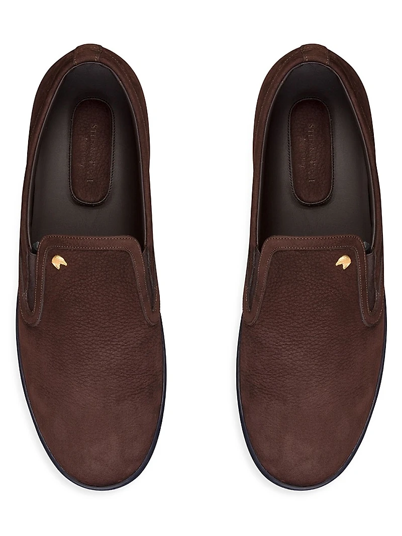 Calfskin Leather Slip-On Sneakers