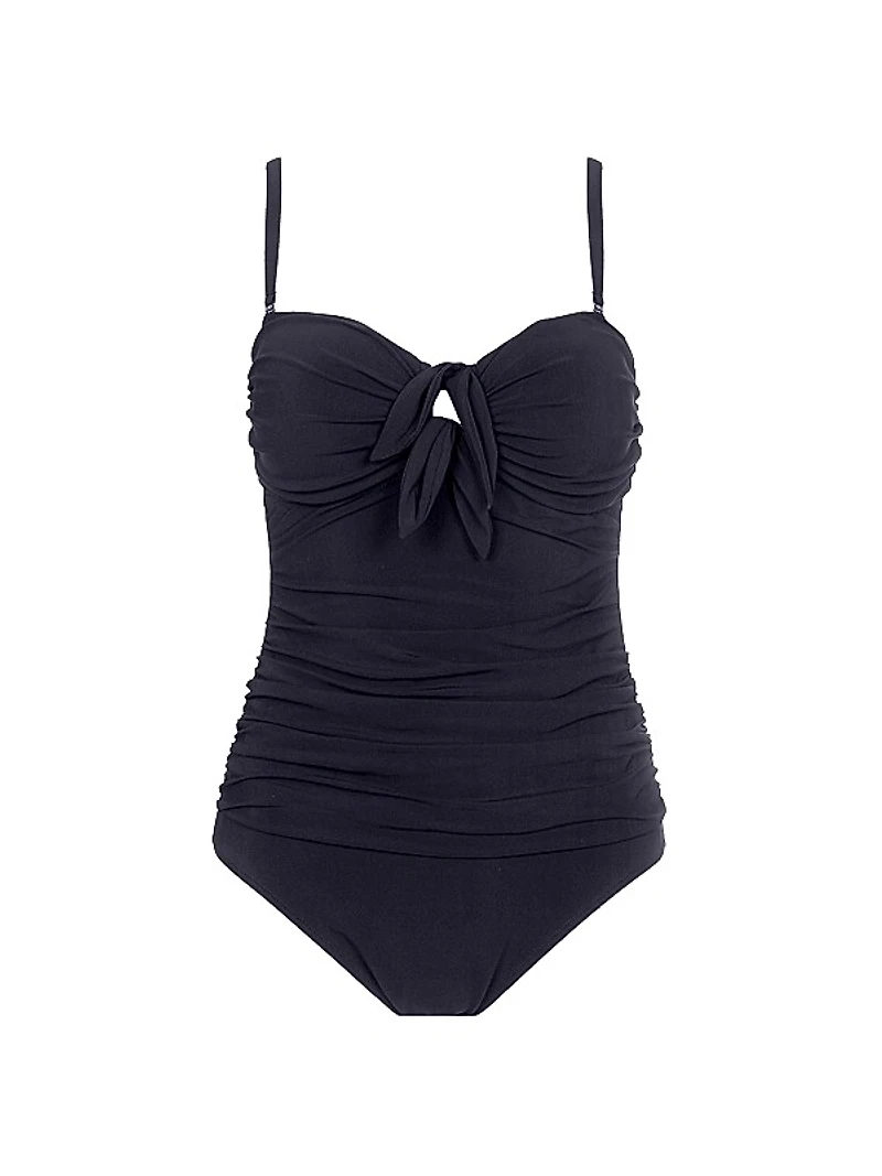 Dandy Ruched Tie-Front One-Piece Swimsuit