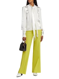 Stretch-Wool Flare Pants