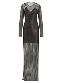 Sheer Long-Sleeve Hot-Fix Gown