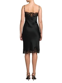 Lace-Trim Satin Dress
